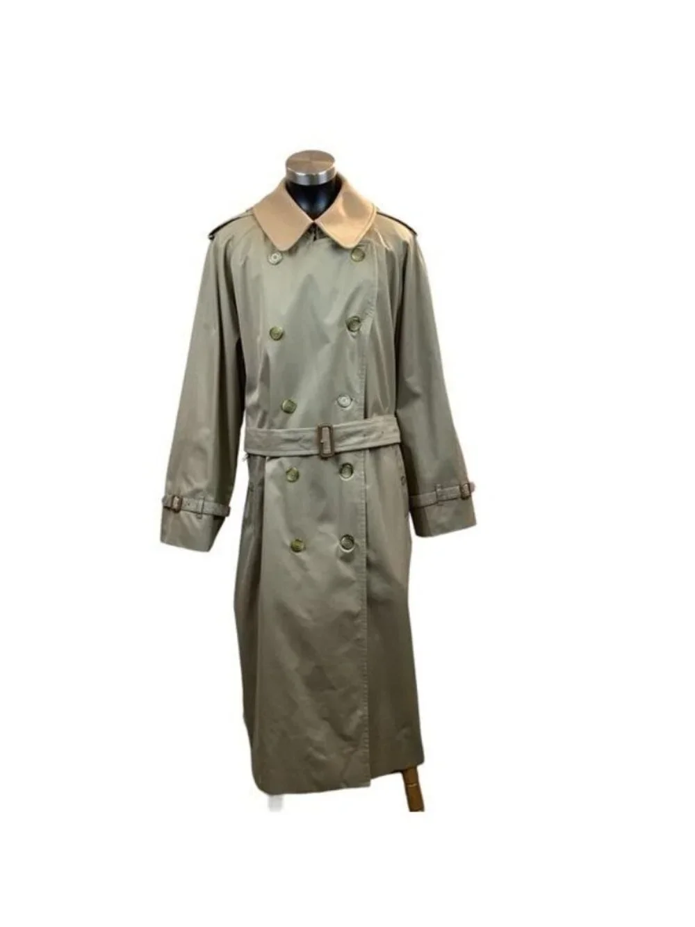 Burberry’s Nova Check Wool Lined Belted Mens Tan Trench Coat 48L